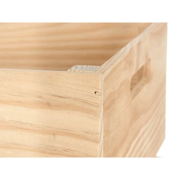 Boîte de rangement en bois de pin marron naturel - Marque - Modèle - 30 x 30 x 30 cm - Beige - Blanc