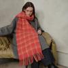 Designer Wool Plaid Scarf Women's Autumn and Winter Increase the Soft and Simple Atmosphere Pink Plaid Scarf Shawl