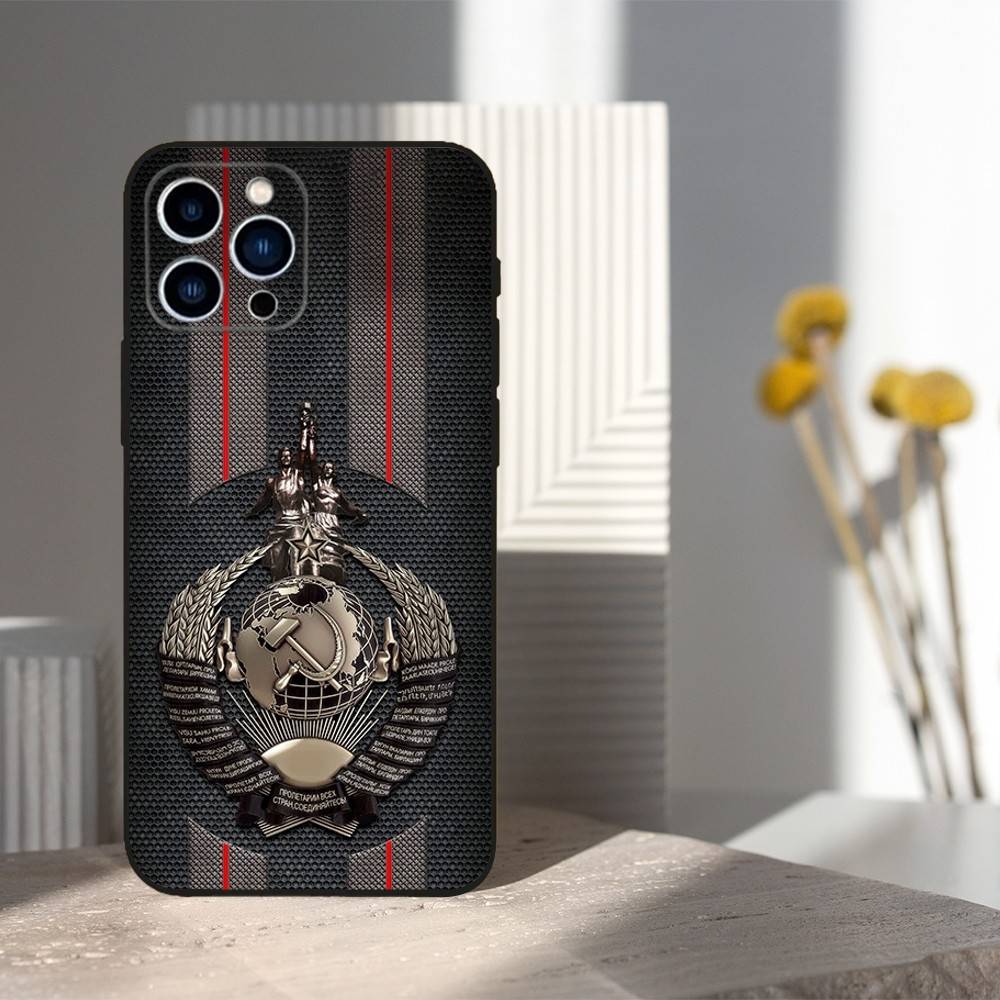 

USSR Banner Russian Phone Case For iPhone 16,15,14,17,13,12,11 Plus,Pro Max,XS,X,XR,SE,Mini,8,7,Soft Silicone Black Cover iPhone13