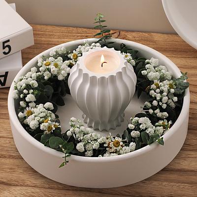 Round Candle Tray Silicone Mold Cement Flower Pot Candle Deep Tray Mold DIY Concrete Storage Bowl Handmade Resin Mold Home Decor