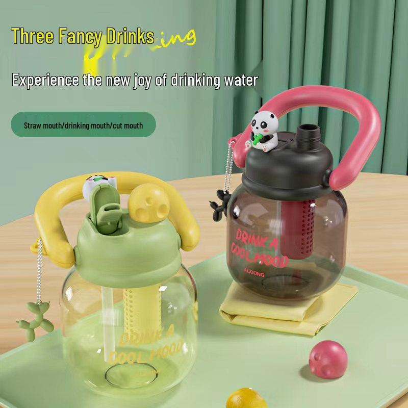 High-Capacity Dual-Use Summer Straw Cup for Girls - Portable Space-Saving Design