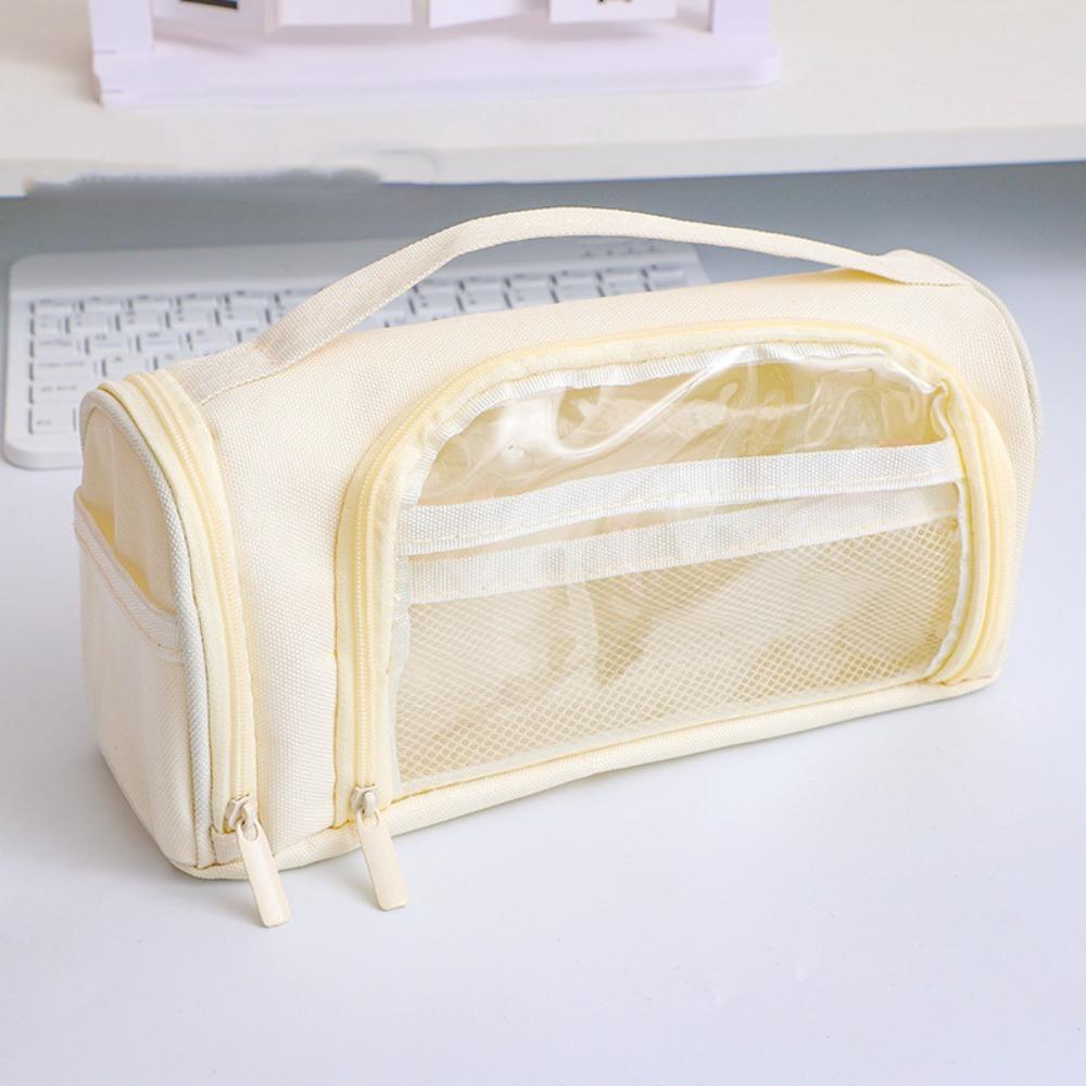 

Dirt Resistant Transparent Pencil Case Organizer Zipper Pencil Case Student Learning бежевый