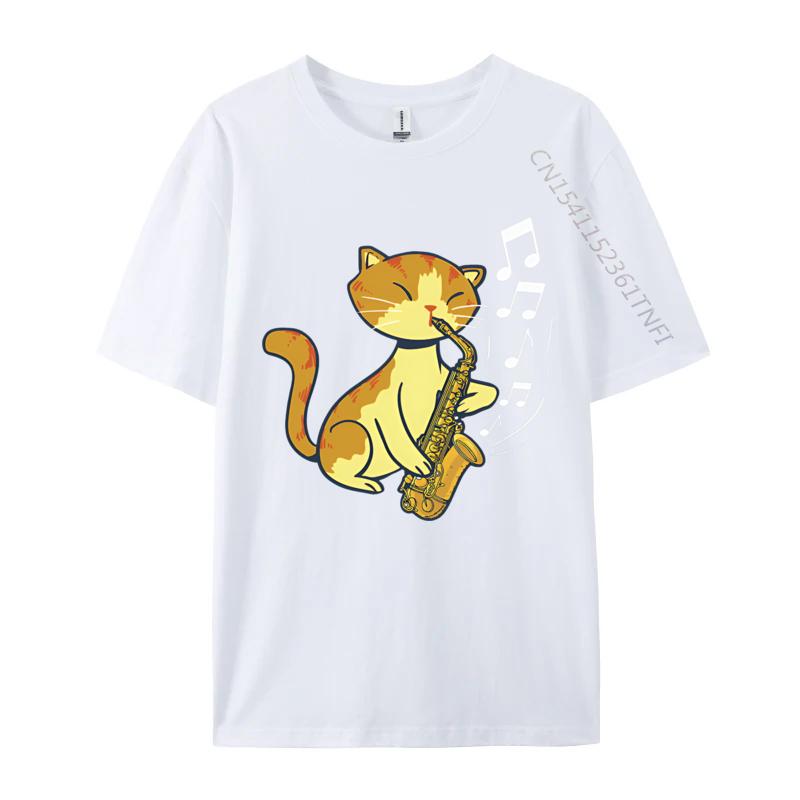 A Cute Cat Playing The Saxophone Tshirts Musicians Tshirts Perfect Saxphone Apparel For Men Grey Shirt Graphic Tee