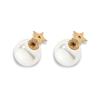 Logo Letter Decorated Gold-Plated Earrings Women Earrings White E0638TRIRS-D908