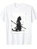 Interesting Unisexs Retro UkiyoE Style Samurai Cat Theme Cotton TShirt Japanese Cat Samurai Art Print ShortSleeved Shirt
