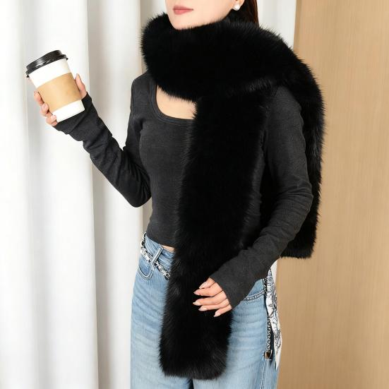 Imitation Rabbit Fur Scarf Solid Color Versatile Design Thickened Warm Scarf Cold Weather Fashion Accessories