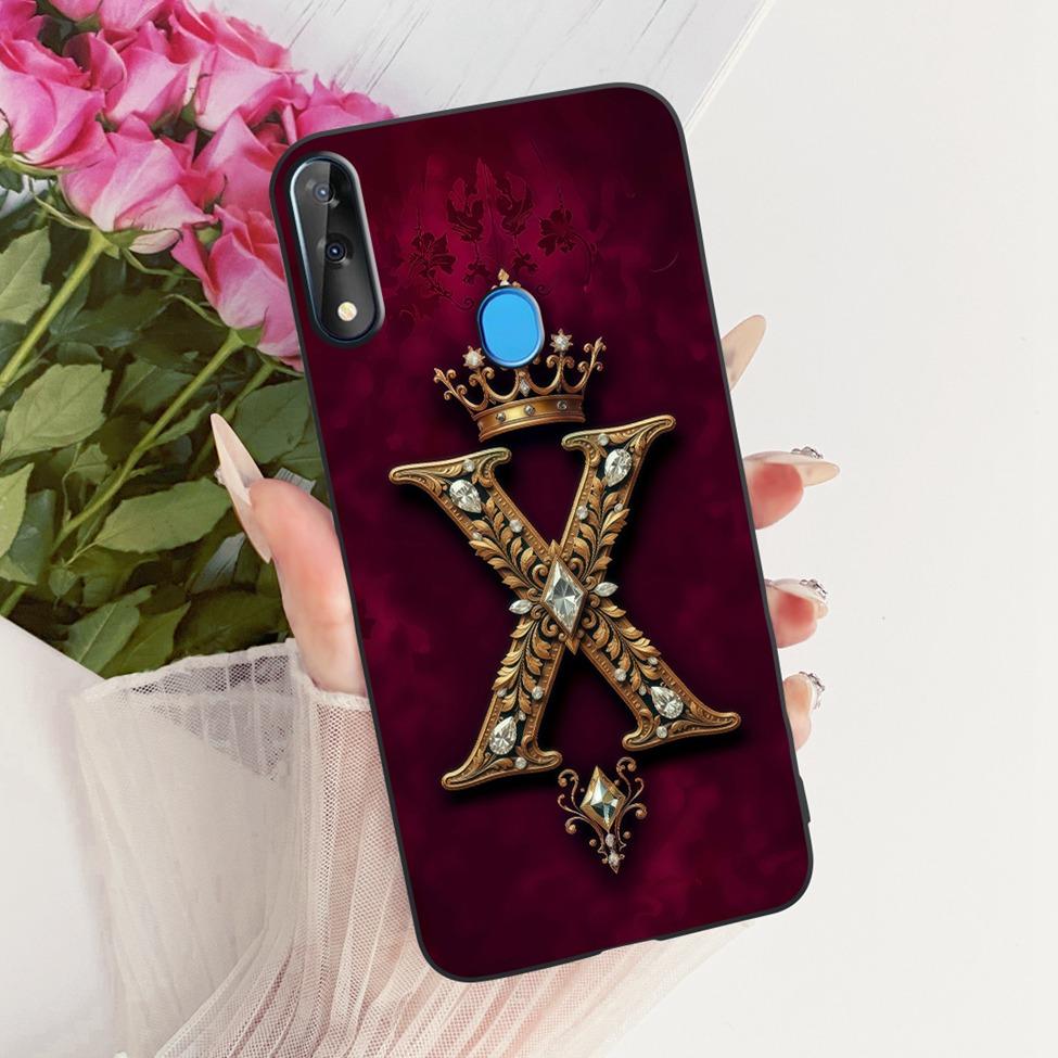 

For ZTE Blade V10 Cover For ZTE Blade V10 2019 Case Silicone Luxury Crown A-Z Letters 2D Flat Pattern Soft Phone Casing ZTE Blade V10