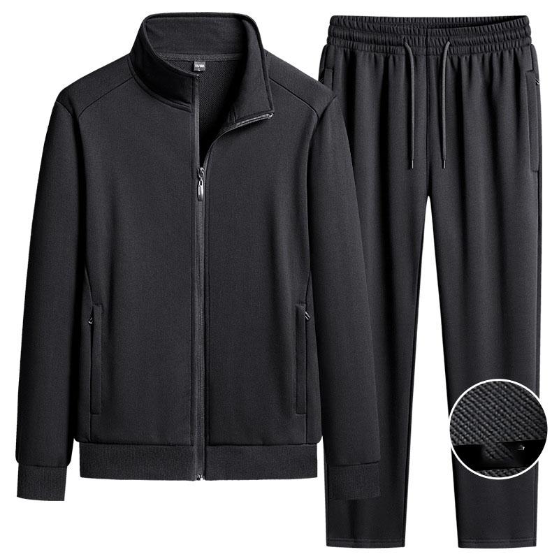 Spring Autumn Pure Cotton Stand Collar Sports Suit Set Thin Casual Workout Men's Sweatshirt Jack And Pant Suit Two Piece Set