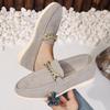 Flat Single Shoes Women's Retro Small Leather Shoes New Solid Color One-pedal Lazy Metal Buckle