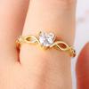 Fashion Heart Ring For Teen Girls Romantic Gold Color Promise Ring Aesthetic For Women Korean Zircon Wedding Accessories KAR346