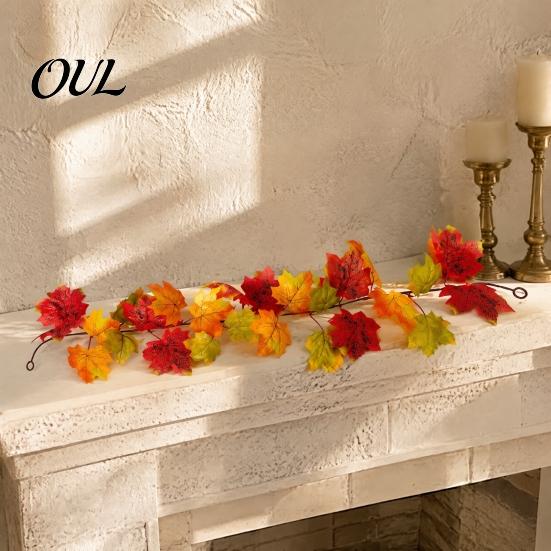 Flexible Rattan Foliage Artificial Fall Maple Leaf Garland, 3.3FT Bendable Autumn Vine, Leaves Vine Plant Decor for Thanksgiving Halloween Indoor
