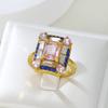 Anillo Cuadrado Rosa Azul de Zirconia para Mujer Joyería de Alta Calidad para Bodas y Fiestas Adecuado para Regalos del Día de San Valentín