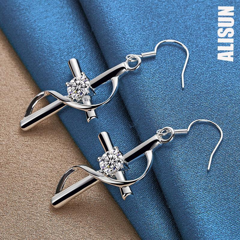 Cruce din argint 925 AAA Cercei cu pandantiv cu zircon Bijuterii la modă pentru nuntă