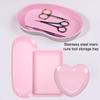 Pink Stainless Steel Nail Tool Rhinestone Storage Display Cosmetic Jewelry Tray Plate Doctor Surgical Desktop Storage
