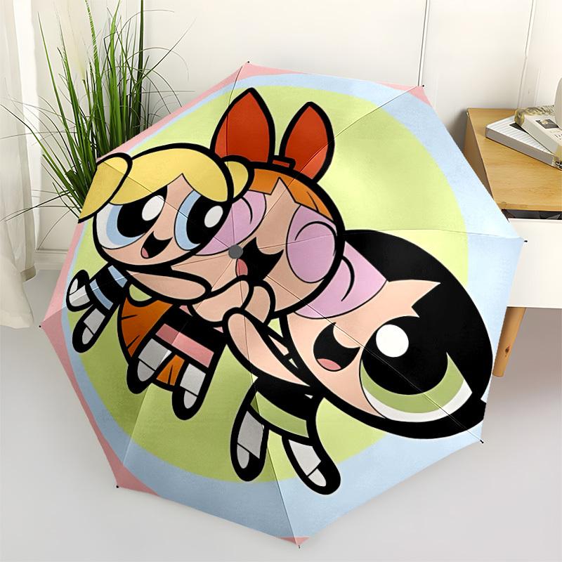 

1pc Powerpuff Girls Automatic Folding Umbrella - Sturdy 8-Rib Polyester Canopy,Sun-Defying Travel Companion yy251023168