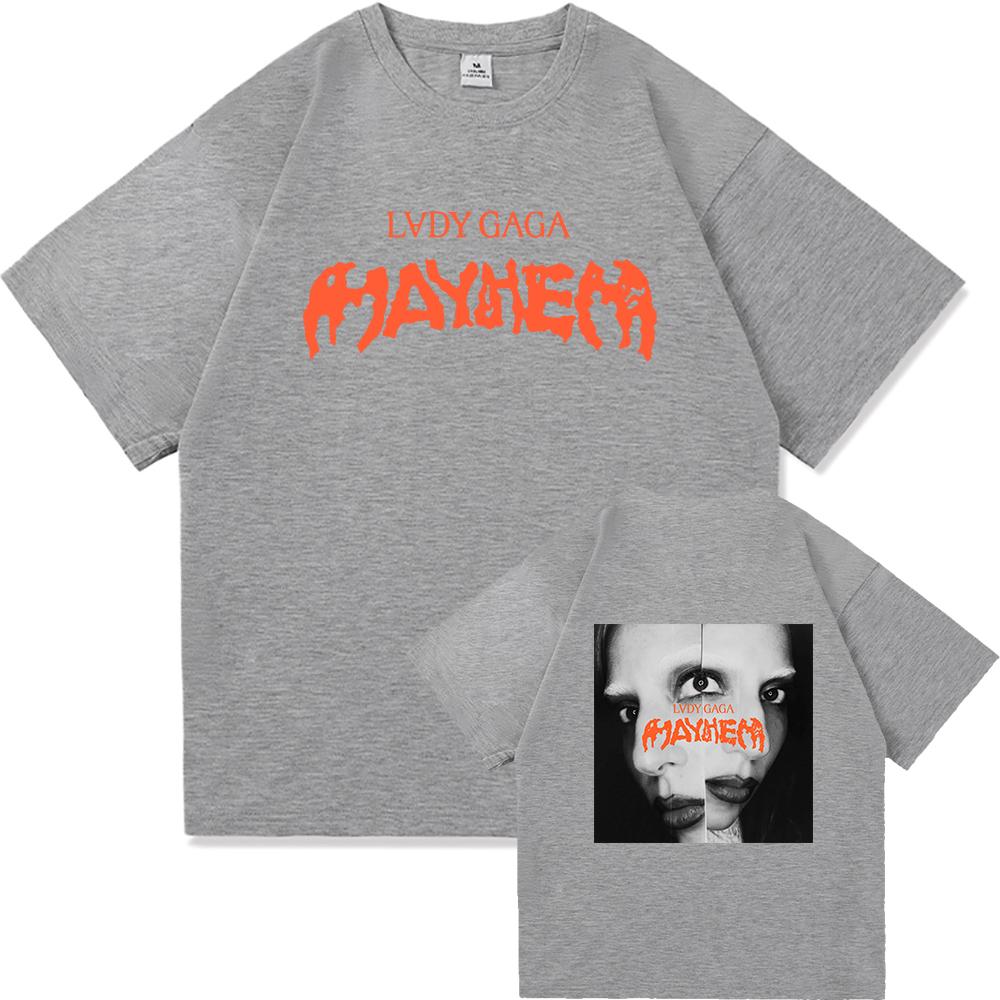 Lady Gaga Mayhem Tshirt 2025 New Album Fashion Men Summer Retro Harajuku High Quality Clothes Cotton Fan Tshirt