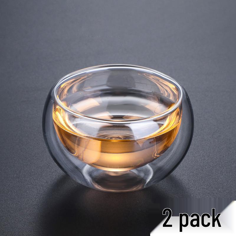 Double-Layer Heat-Resistant Glass Tea Cup with Handle for Kung Fu Tea