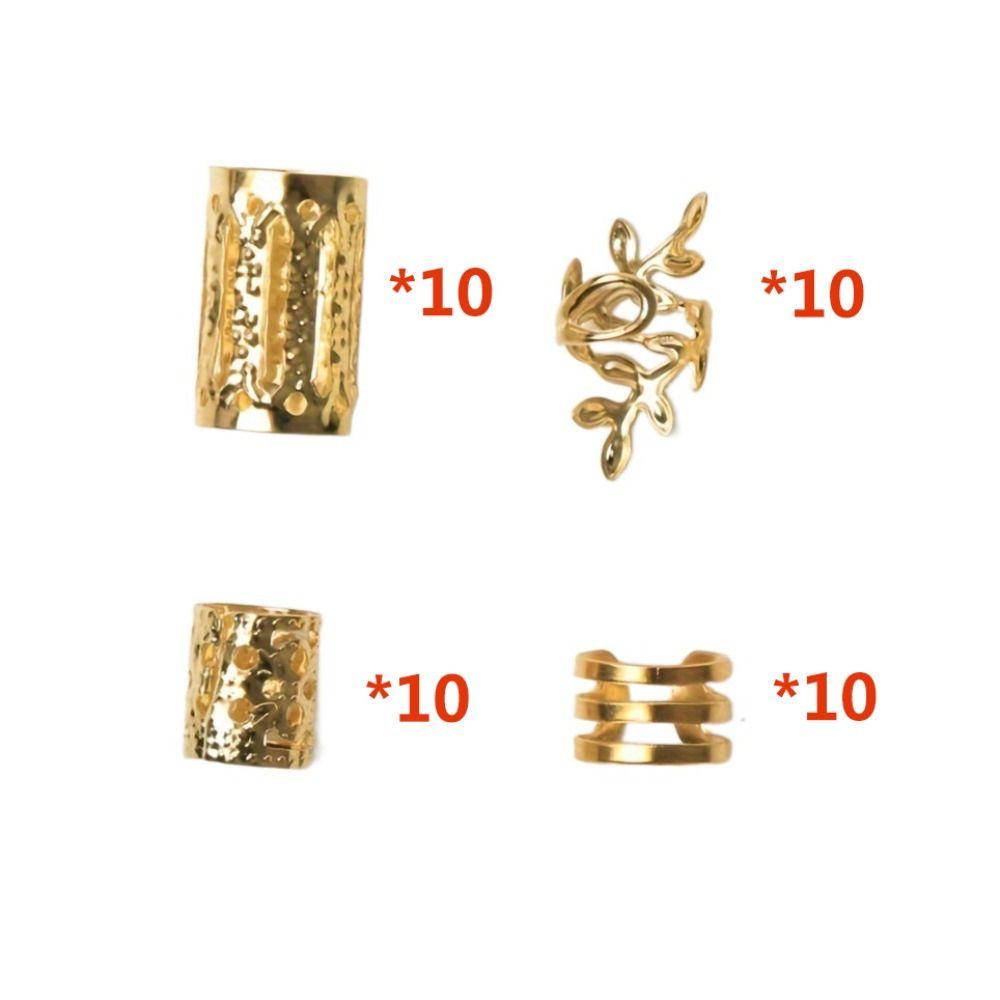 40PCS Hair Braiding Mixed Hair Rings Set Metal Cuff Clips Hair Braid Tubes Dreadlocks Beads  Decor
