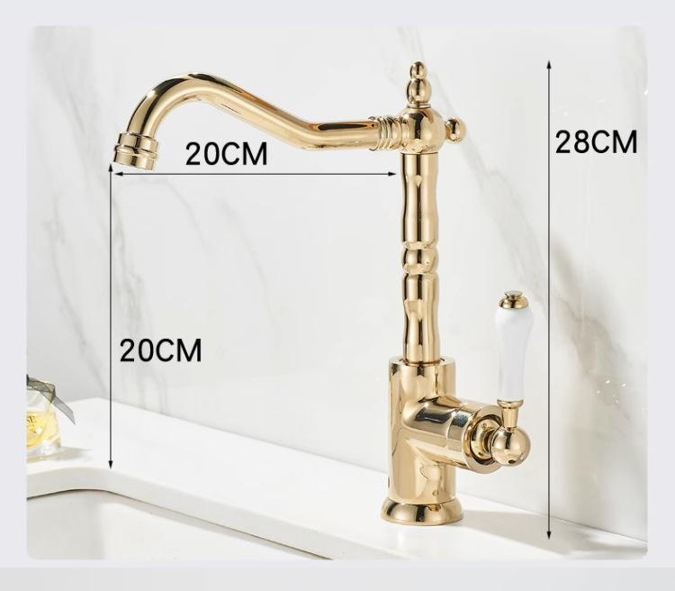 Baterii Lavabo Alamă Antică Cromată Baterii Monocomandă Baterii cu Rotire 360 Baterie Bucătărie Baterii Mixer Bucătărie Aurii