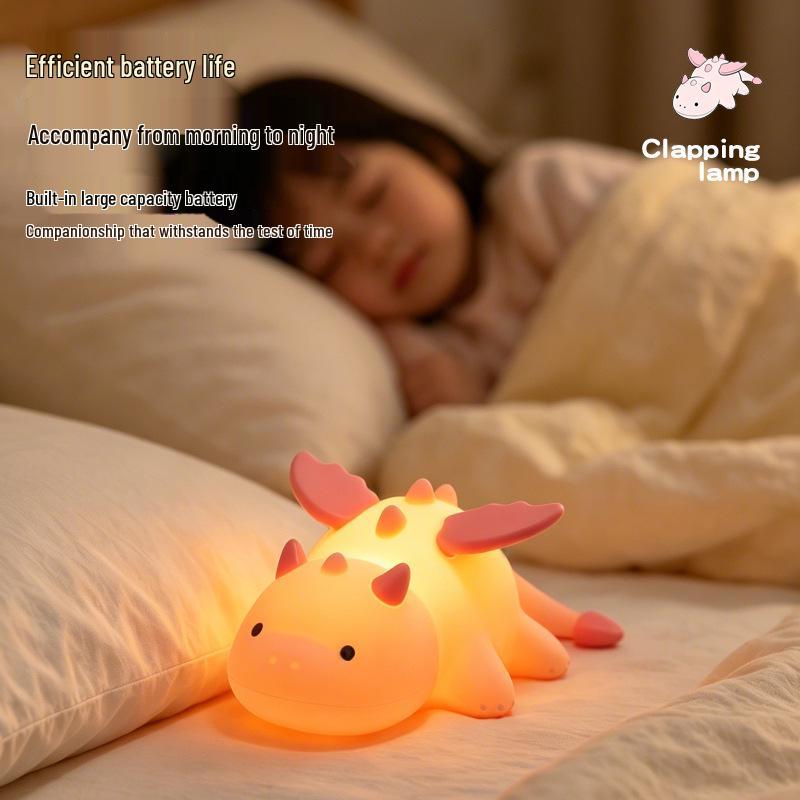 Little Dragon Kids' Bedside Silicone Light - Seven-Color Dinosaur Night Lamp Gift