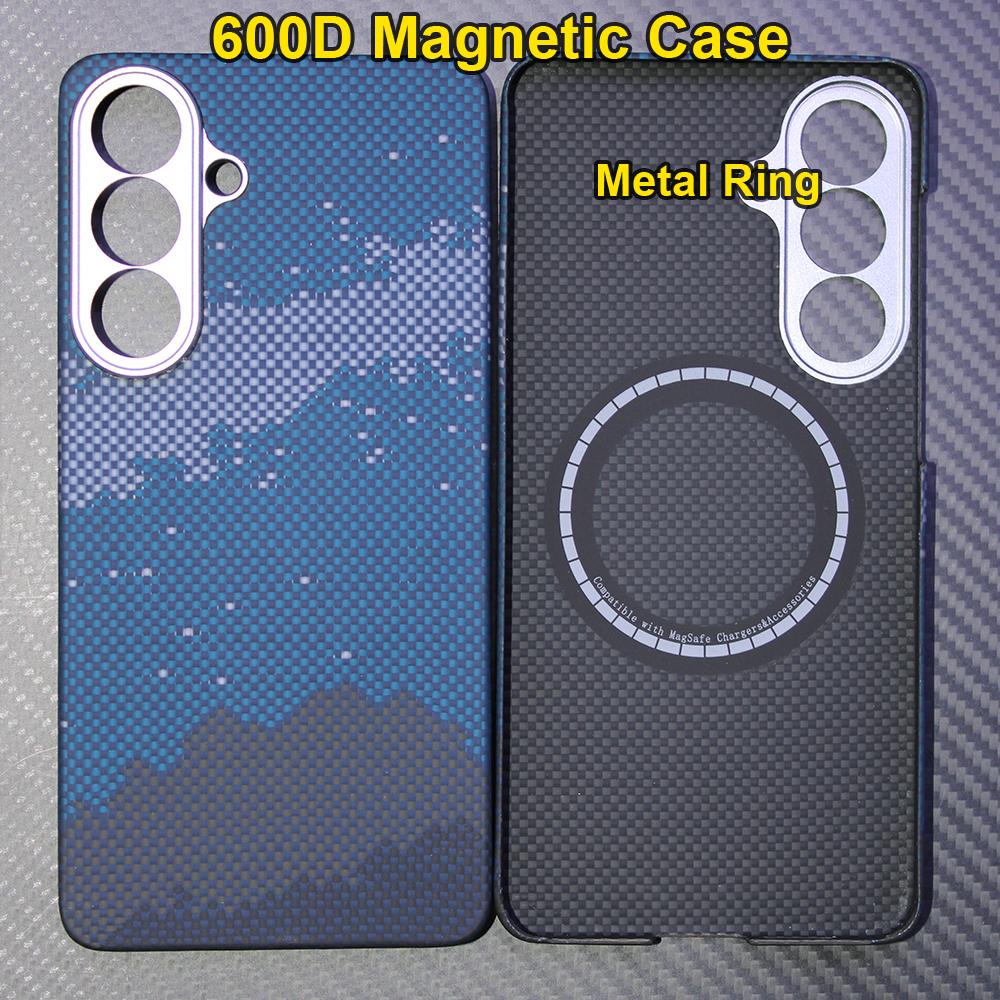Carbon Fiber Aramid Magnetic Case for Samsung Galaxy S26+ Kevlar Fabric S26plus Thin Hard Lightweight Cover Magnetic Balck Red