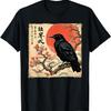 Vintage Bird Black Raven  Art Crow Cherry Blossom T-Shirt