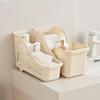Plastic Storage Basket With Wheels And Handle Slanted Open Design Organizer Bin For Books Stationery And Household Items