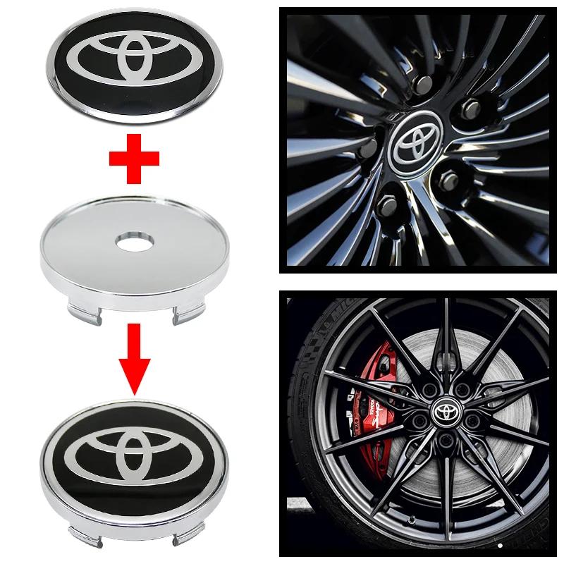 4 Stück 60mm Für Autoemblem Radnaben-Mittelkappe Abzeichen Abdeckungen Aufkleber Decals Styling Für Toyota Corolla RAV4 LEVIN Yaris C-HR Camry