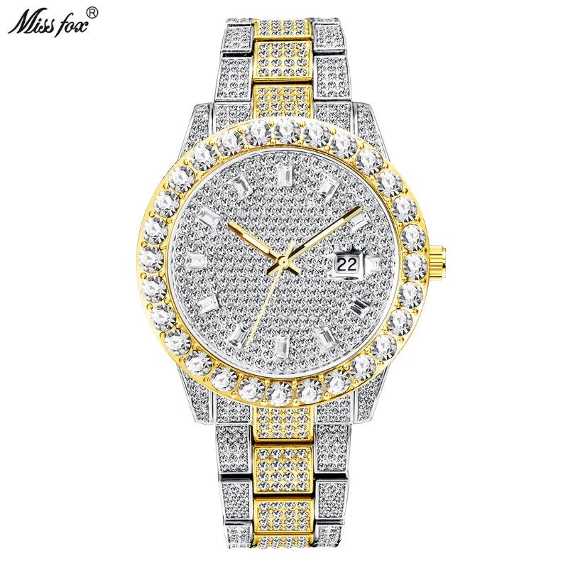 MISSFOX Watch, High-End Fashion Dial Full Diamond Watch Men's Hip Hop Quartz Watch