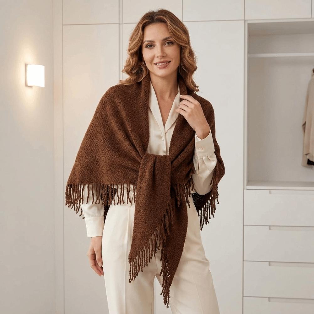 Wool‑Blend Knitted Scarf Tassel Wrap Shawl Chic Neck Warmer  Indoor