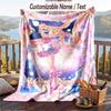 Personalized Flannel Throw Blanket,Sailor Moon Custom Printed Name, Cozy Plush Blanket For Home Use