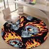 1PC Flaming Skulls Office Round Area Rug, Mat Suitable For Office, Under Office Chairs Bedroom Living Room Home Decor, Room Deco