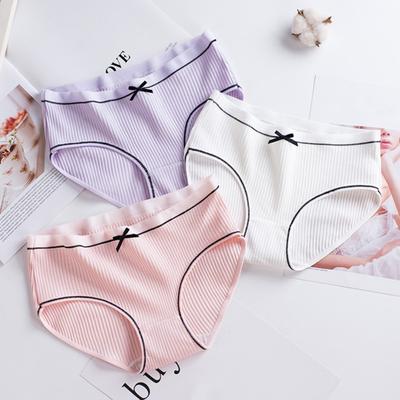 Damen-Höschen mit Fadenschleifendekor, mittlere Taille, elastische Baumwollunterhose, nahtlos, maximaler Komfort, tägliche Sport-Slips, weibliche Unterwäsche
