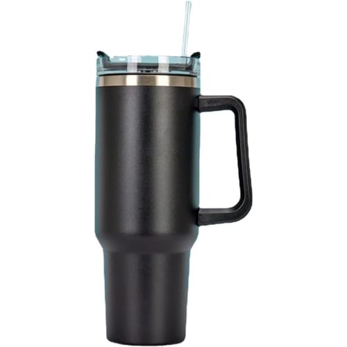 Vacuum Insulated Tumbler with Lid, Handle, and Straw. Double-walled, Large Capacity, Keeps Drinks Hot or Cold. Spill-proof, Stainless Steel, Wide-mout