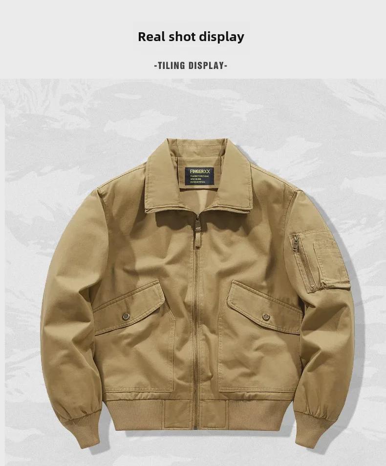 Męska Wiosenno-Jesienna Moda Odzież Robocza Kurtka Baseballowa Typu Pilotka - Duży Rozmiar Casualowa
