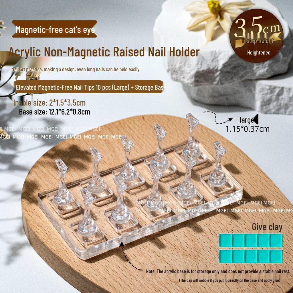 Non-Magnetic Nail Art Finger Cots: Cat Eye Acrylic Practice Base & Wearable Nail Pattern Stand