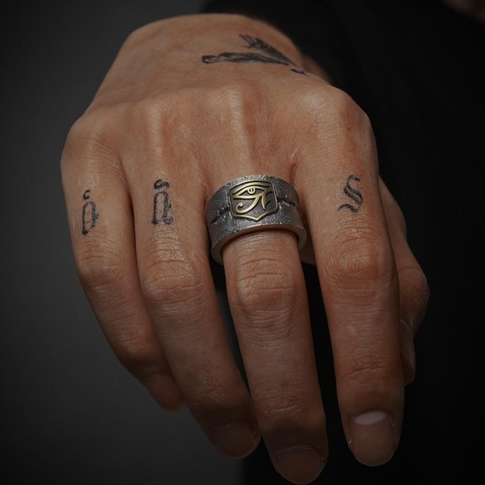 And American European Trend Fashion Mens Ring Hip Hop Eye Of Horus Retro Personality Ring Open Ring Party Accessories
