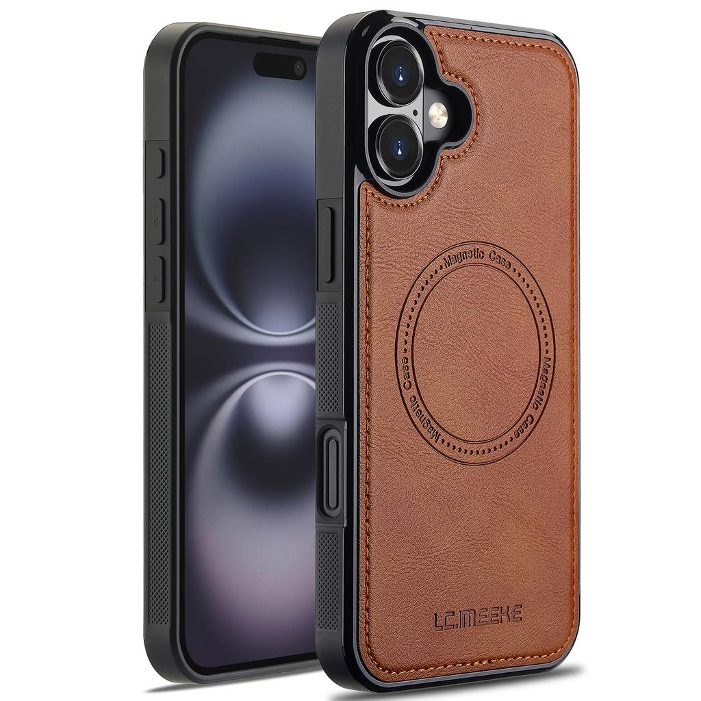 LC.IMEEKE For iPhone 17 Magnetic Case Compatible with MagSafe Leather + TPU Back Cover