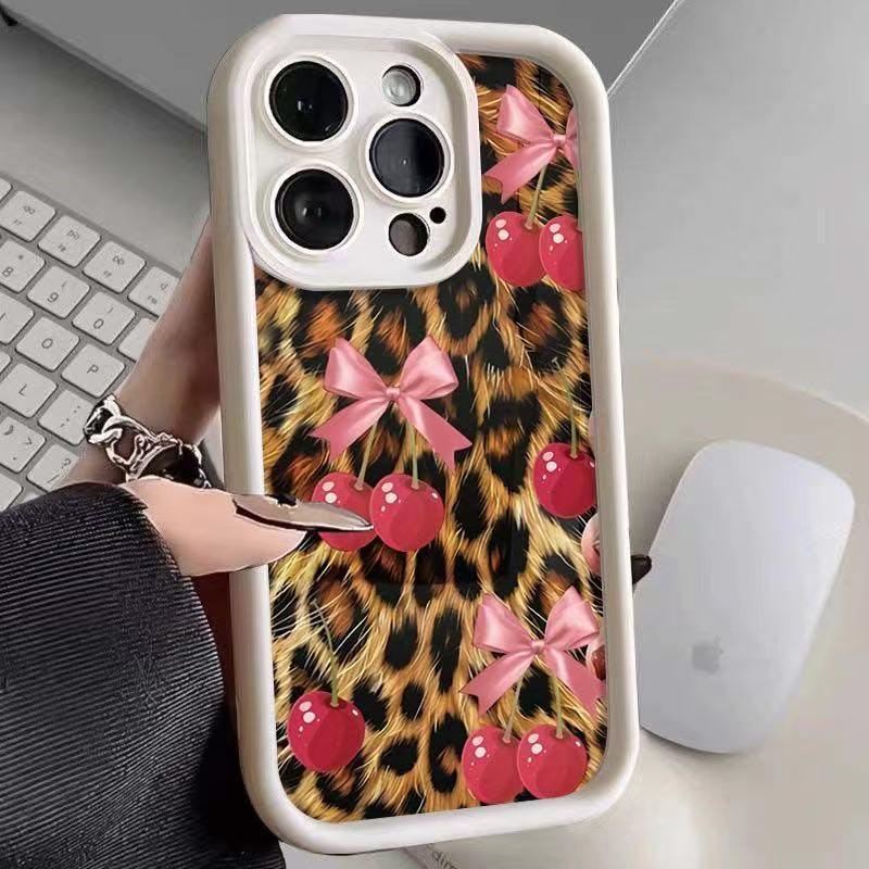 Cherry Leopard Print iPhone 17/17 Pro Max/16/15/14 Pro/13/12 Phone Case