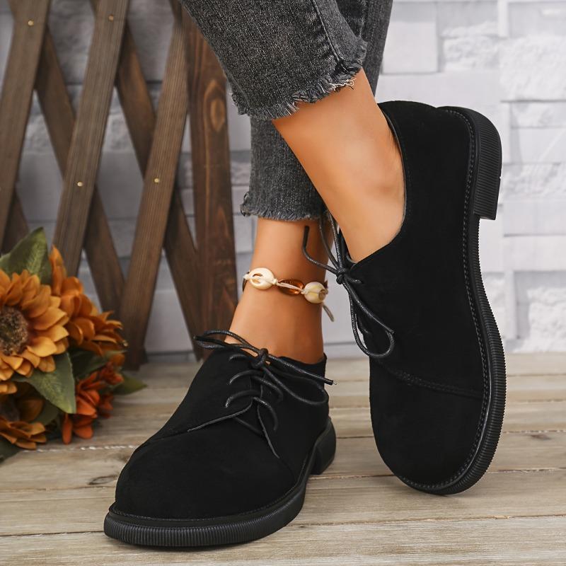 Chic Women's Cover-Style Flats - Comfortable Lace-Up Walking Shoes with Rubber Sole, All-Season Fashion
