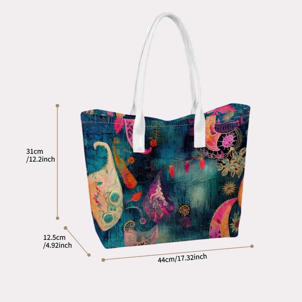 Bohemian Printed Tote Bag Casual Large Capacity Shoulder Handbag for Daily Shopping Travel Use