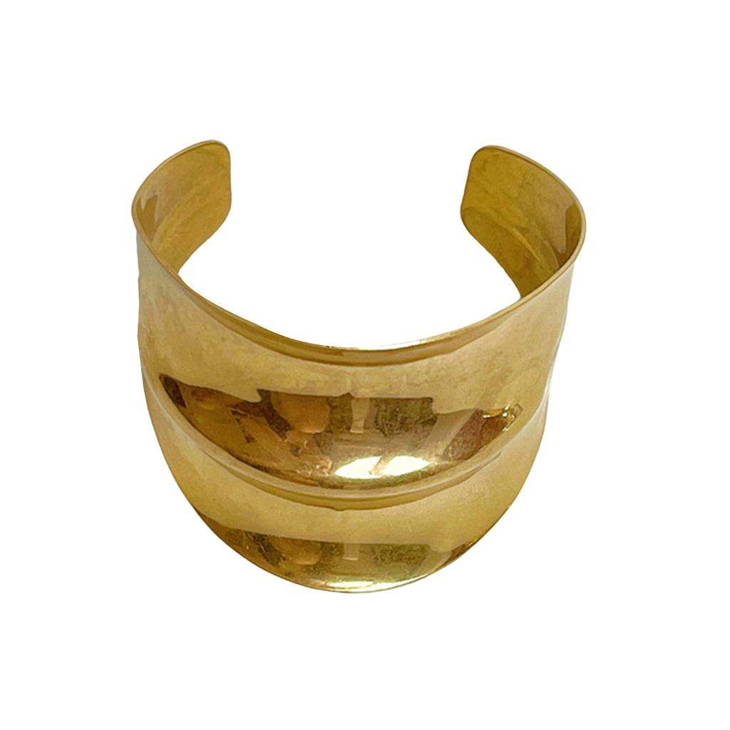 Irregular Geometric Arm Cuff Bracelet Gold Tone Metal Comfortable Wear Jewelry Accessory for Fashionable Women