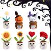 Knitted Spooky Ghost Desktop Ornaments Halloween Crochet Pumpkin With Hat Card Ornament Home Day Of The Dead Party Decor