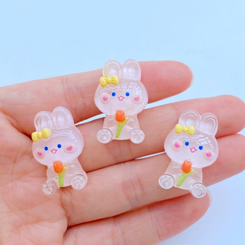 10Pcs New Cute Mini Cartoon Rabbit Series Flat Back Resin Cabochons Scrapbooking DIY Jewelry Craft Decoration Accessorie