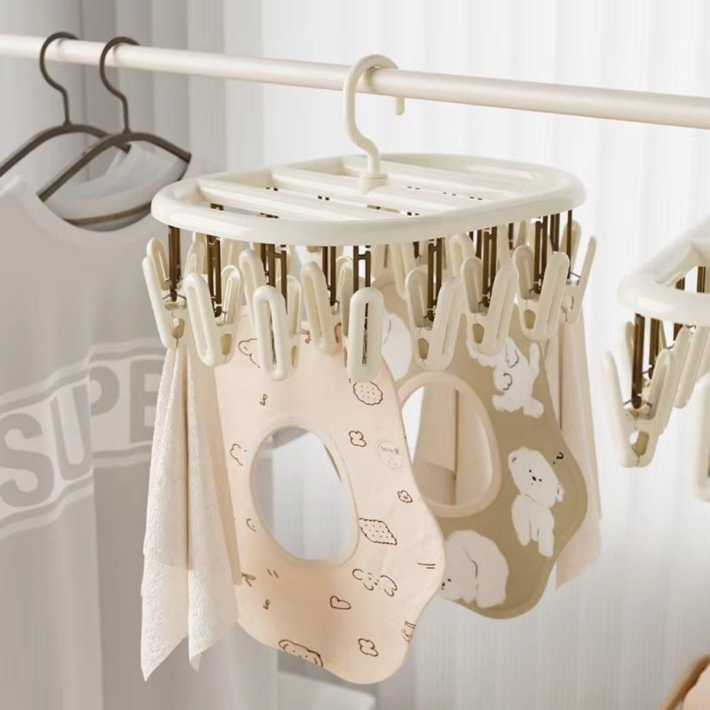 12/20 Clips Sock Drying Rack 360° Rotatable Hanging Underwear Clips Balcony Use