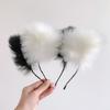 Plush Lace Cat Ears Bell Headband for Women Korean Style Elegant Fashion Girl Hair Band Party Cosplay