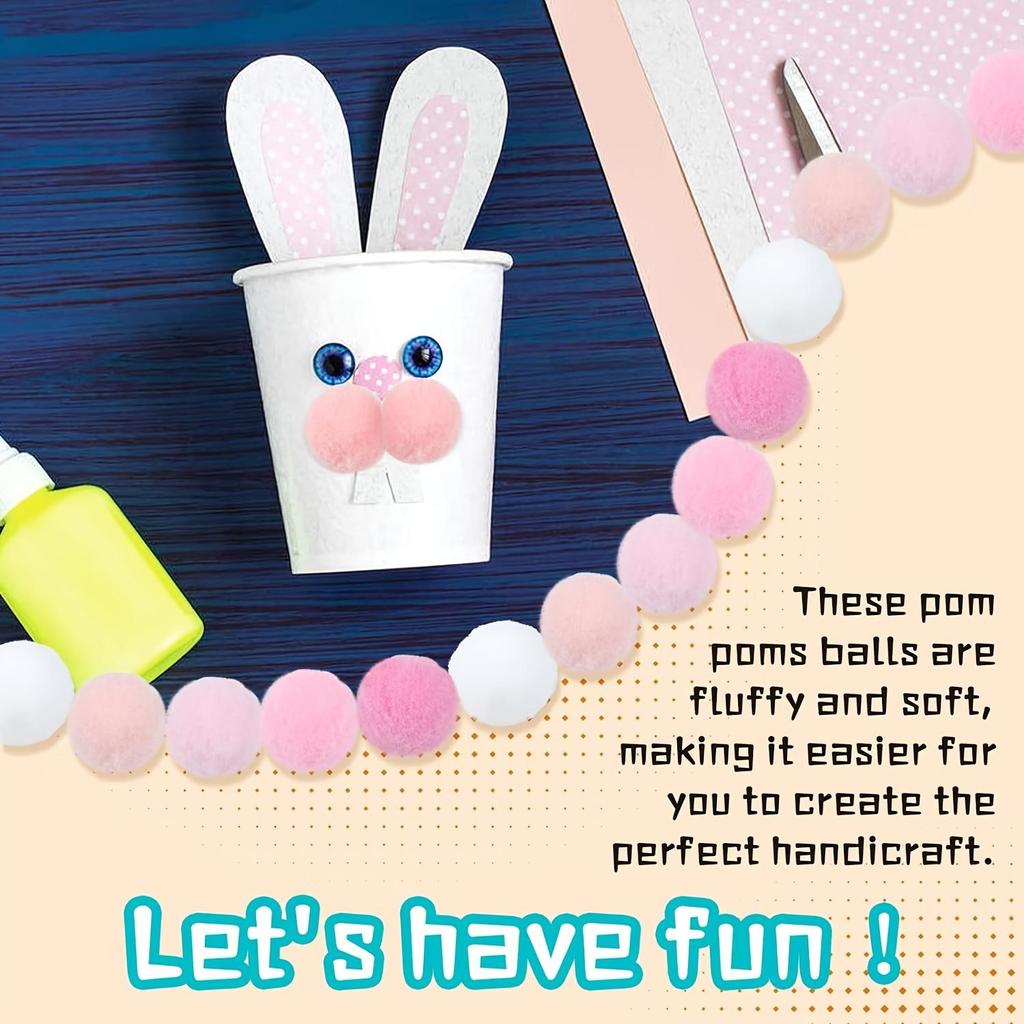 500 piezas de pompones para manualidades y manualidades: surtido de pompones y bolas peludas para manualidades y decoraciones de bricolaje