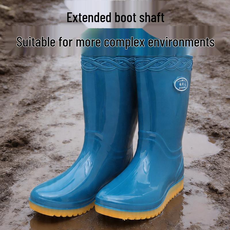 Women's Mid-Calf Waterproof Rain Boots for Autumn/Winter Fashion & Kitchen Use