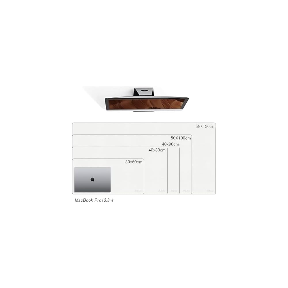 iCasso Mouse Pad, White, Large Desk Mat, Waterproof, Approx. 120x58cm, PU Leather, Stylish, Easy to