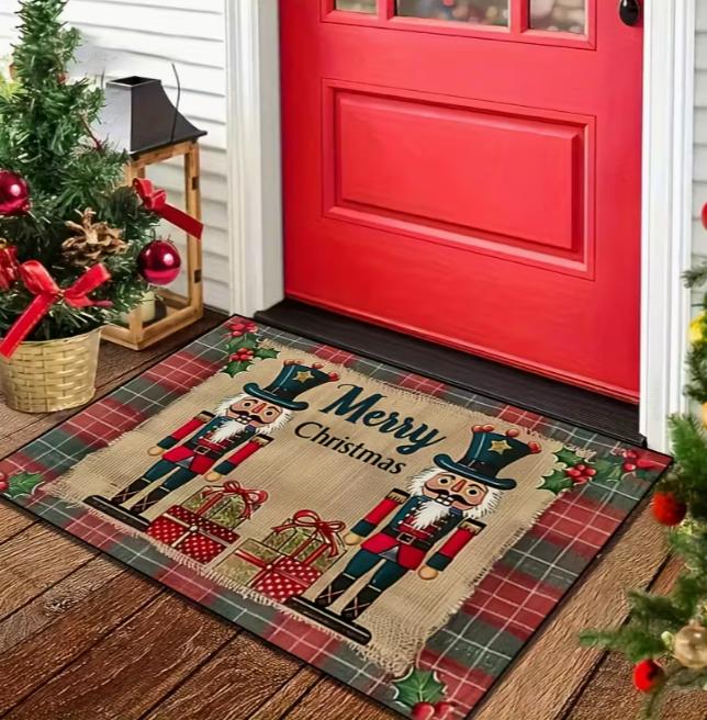 A Christmas Doormat Themed Decorative Gift with A Christmas Puppet Pattern Suitable for Use As A  At Living Room Bedroom Mats